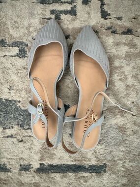 Journee Collection Women's Light Blue Pointed Flats, New Never Worn Size 10